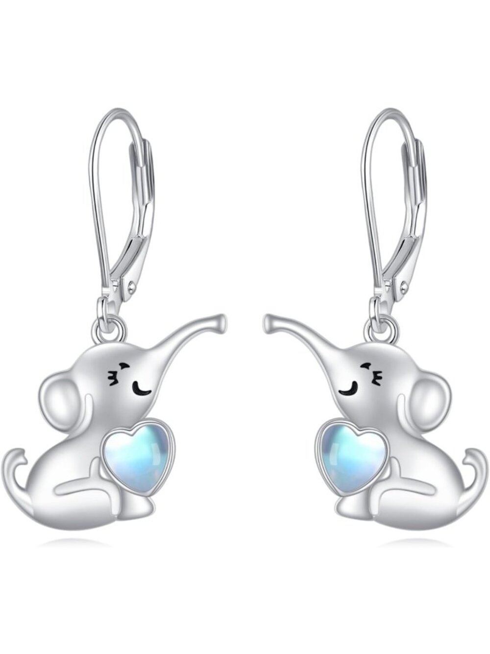Sterling Silver Animal Dangle Earrings with Moonstone | Unique Jewelry Gift for